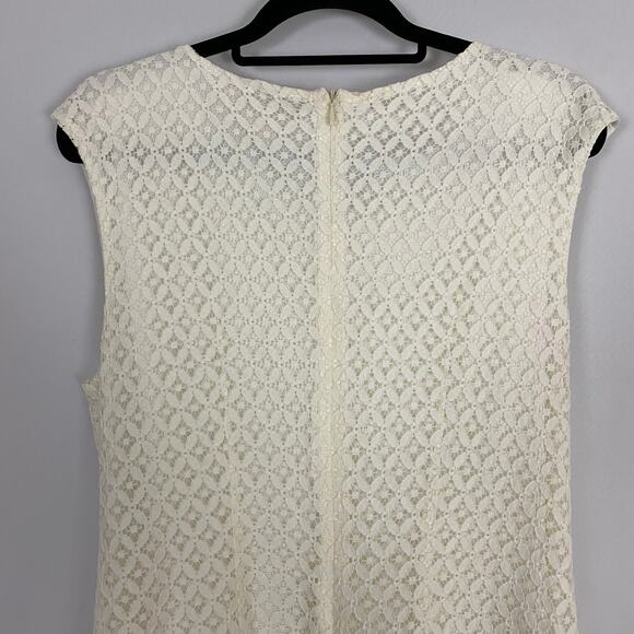 Dressbarn White Sleeveless Sheath Dress Size 14 Beaded Neckline Cocktail Wear - Picture 6 of 8